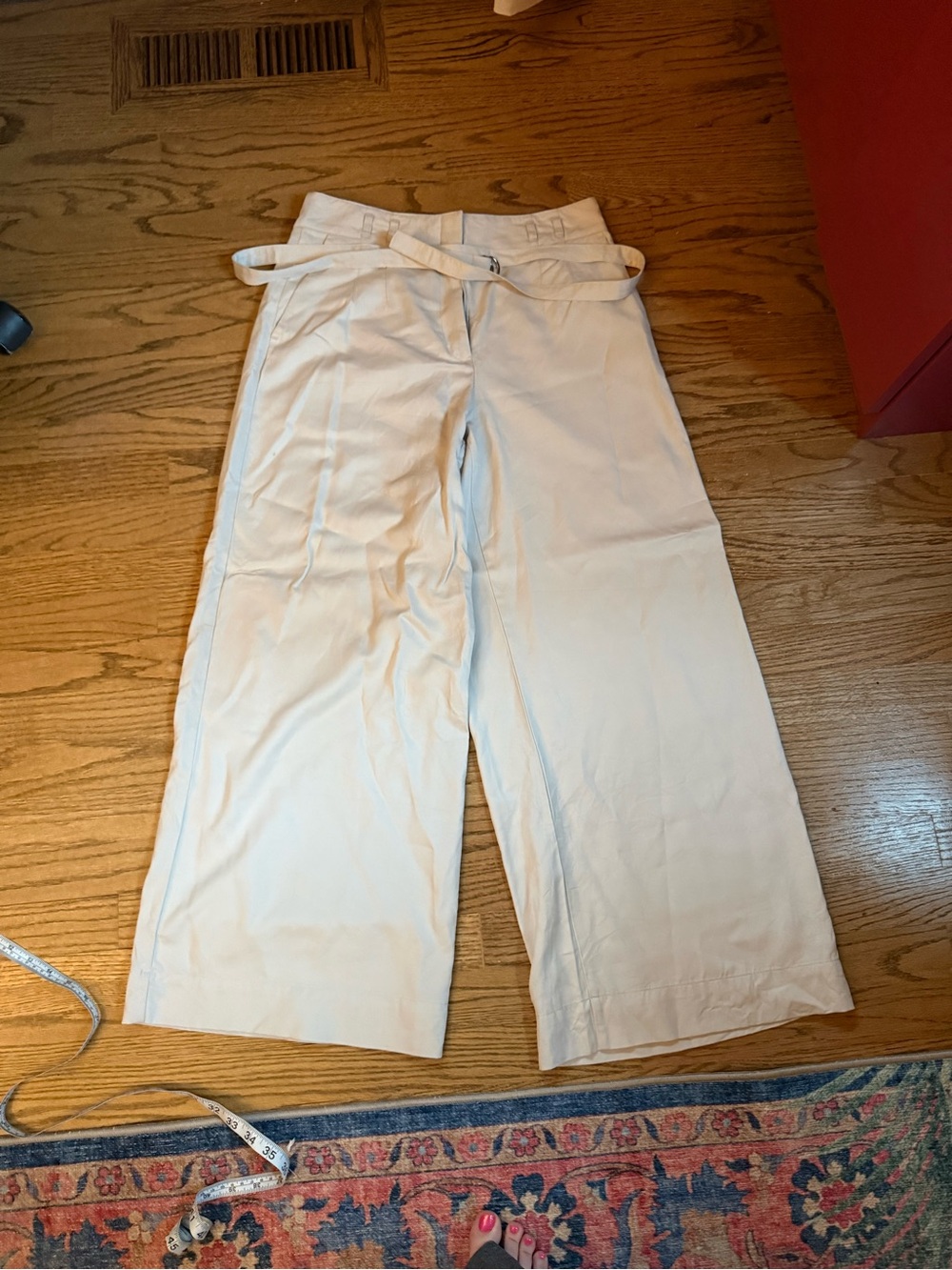 Loft Wide Leg Light Beige Trousers with belt